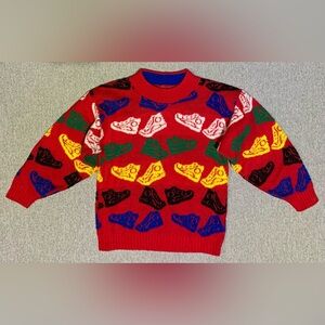 Vintage Kids Knit Sweater-Colorful Shoe Sneaker Pattern